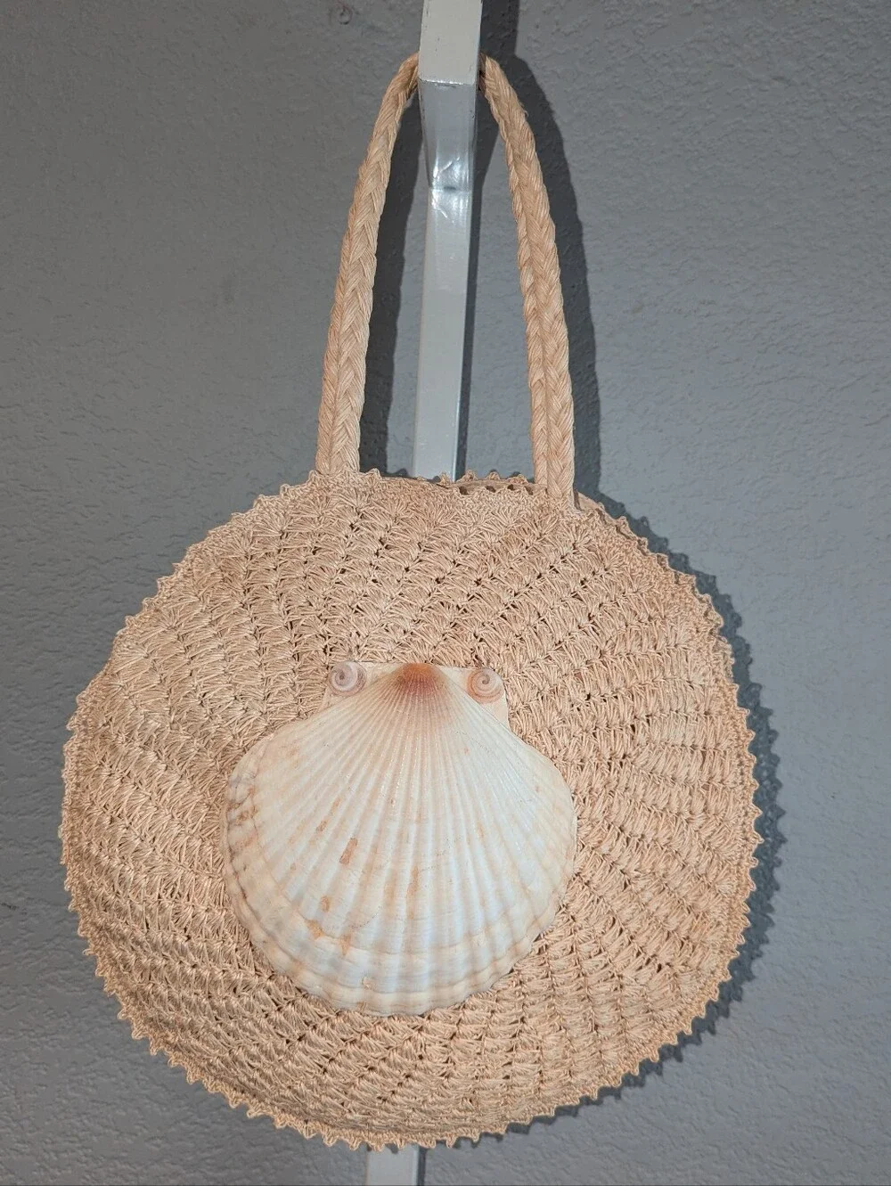 VTG 60s Round Woven Straw Beach Bag Made in Japan Shell - Picture 2 of 10
